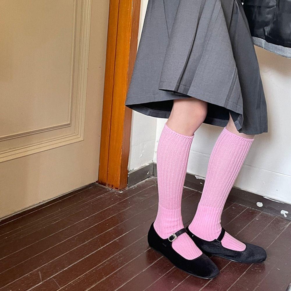 Vớ Cotton Dài Qua Gối Màu Trơn Họa Tiết Kẻ Sọc Thời Trang Phong Cách Nhật Bản Dành Cho Bạn Nữ 1