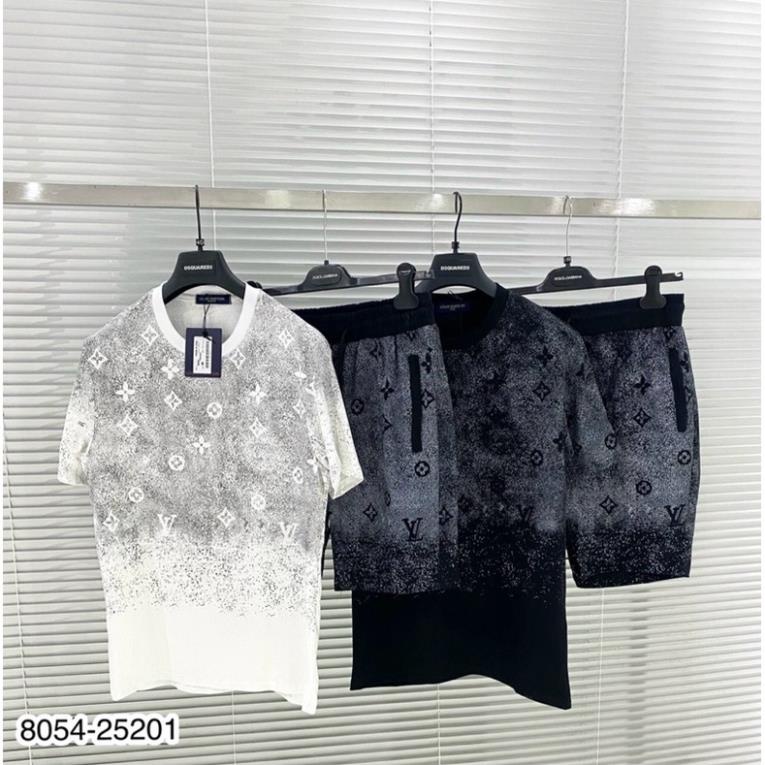 Bộ Quần Áo Nam LV Chất Cotton Họa TIết In Hoa Loang Cao Cấp - Bộ LV Nam Vải Cotton Mát Mịn