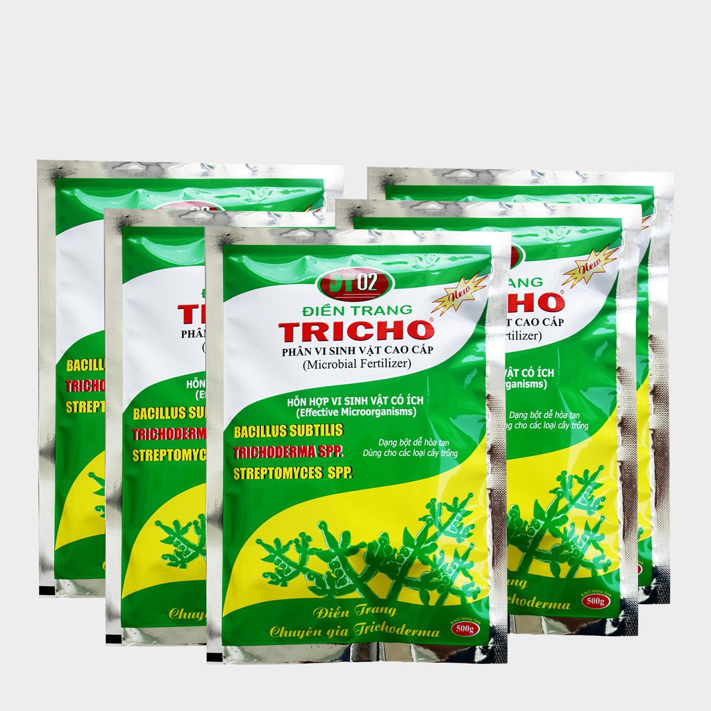 Combo 5 gói phân vi sinh vật Trichoderma 500g, nấm Trichoderma, men ủ, phòng ngừa hiệu quả bệnh vàng lá, thối rễ…