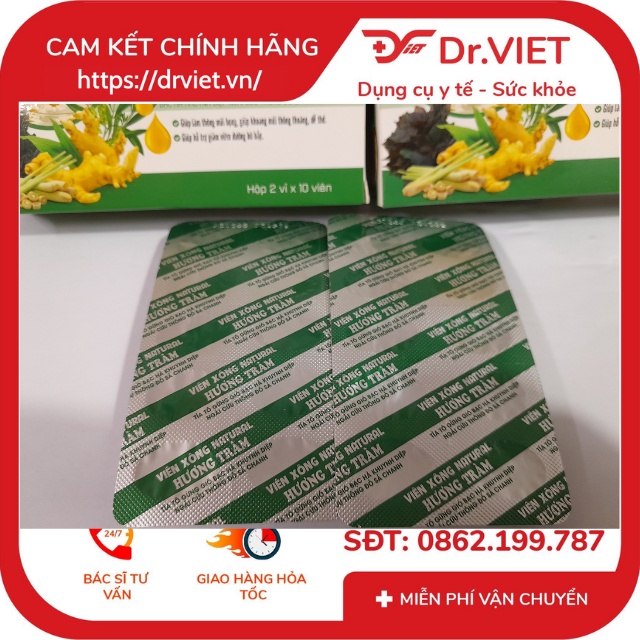Viên xông Hương Tràm NATURAL - Tía tô gừng gió giúp làm thông mũi họng, giữ ấm đường hô hấp, giảm cảm lạnh