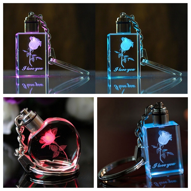 Khóa Vuông Đèn Led Pha Lê Trong Suốt