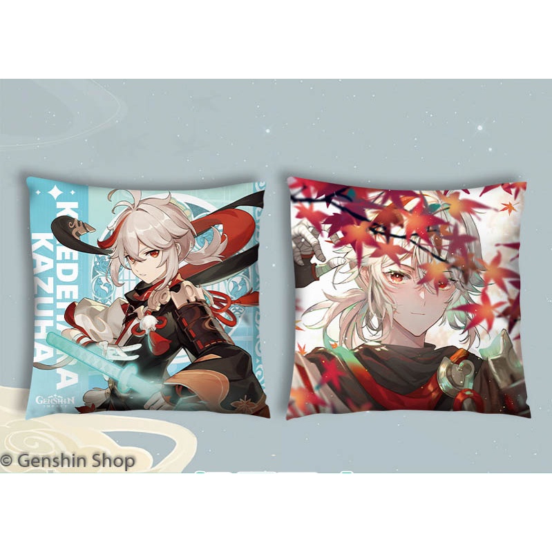 Gối ôm vuông tựa lưng Genshin Impact 40x40cm in 2 mặt Kazuha Xiao Zhongli Ganyu Paimon Yae Raiden shogun Ayaka Paimon