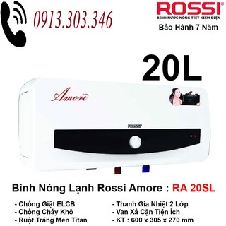 Bình nước nóng rossi amore ra 20sl chính hãng 100%