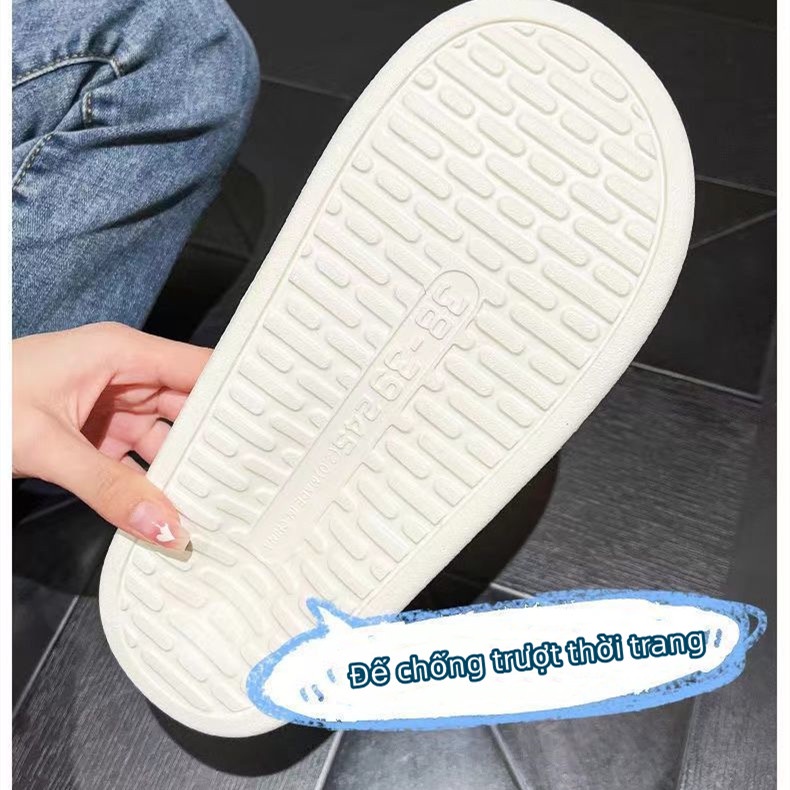 Dép quai ngang, dép bánh mỳ nữ CHAO quai trơn siêu hot- 2 màu đen trắng Phi hành giadép đế dày