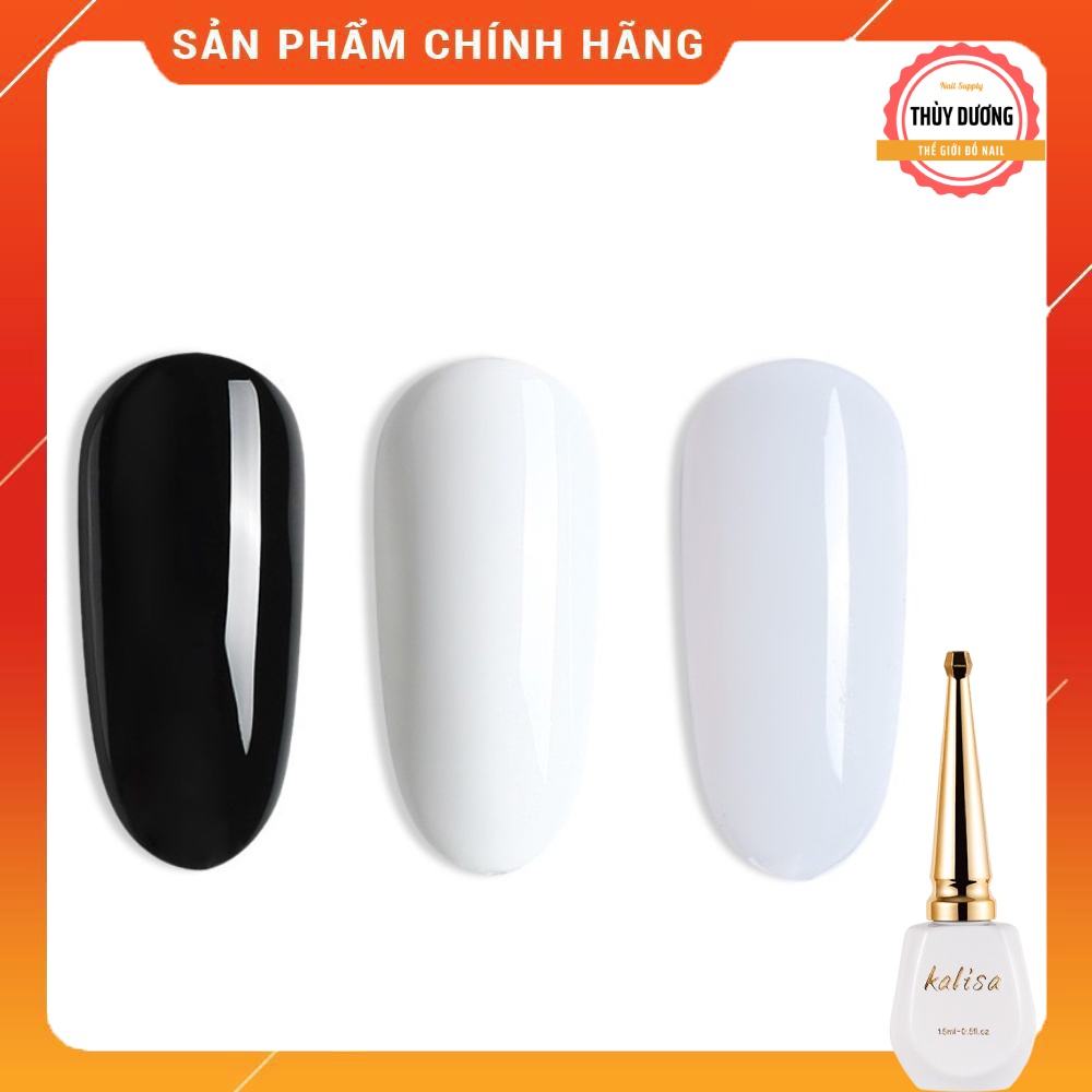 Sơn gel Kalisa cao cấp chính hãng màu đen, trắng sữa (trắng tinh), trắng gạo (nước gạo) 15ml