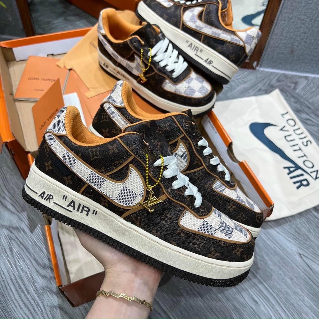 Giày thể thao AF1 LV Da Nâu Trắng + Các Màu  Giầy Air Force 1 Low Lvvv nam nữ cực chất hàng FullBoxBill
