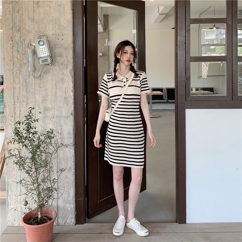 Váy len kẻ dệt kim, váy len co giãn mặc siêu thoải mái | BigBuy360 - bigbuy360.vn