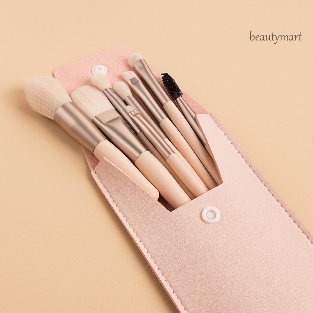 [Hàng mới về] Set 8 Cọ Trang Điểm Cán Gỗ Lông Mềm Tiện Lợi