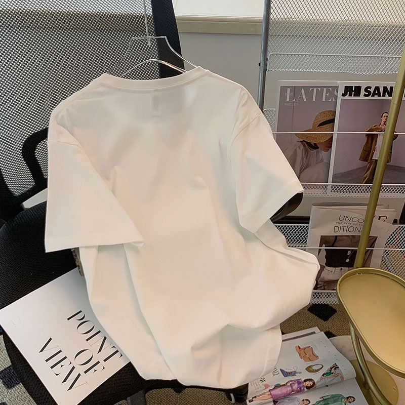 Áo Thun HIIXIIVI 100% cotton Tay Ngắn Cổ Tròn In Hình Hoàng Hôn Thời Trang Mùa Hè Phong Cách Hàn Quốc Dành Cho Nữ 2022