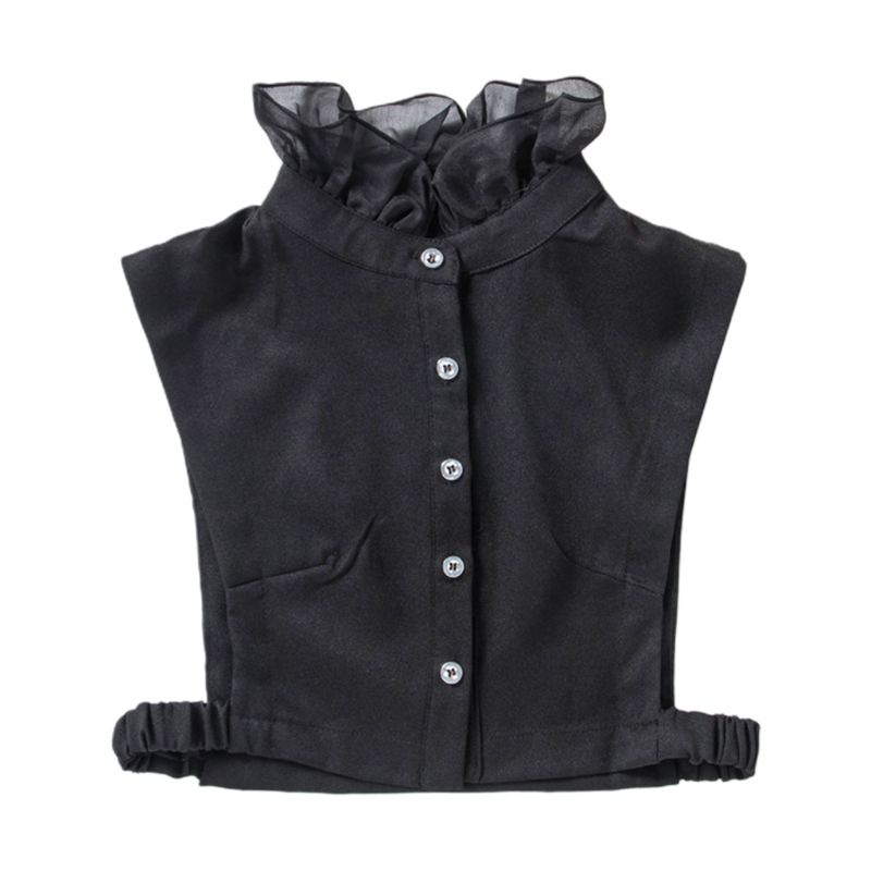 Áo Chiffon Cổ Đứng Giả Nhún Bèo Màu Trơn Kiểu Hàn Quốc Thời Trang Thu Đông Cho Nữ