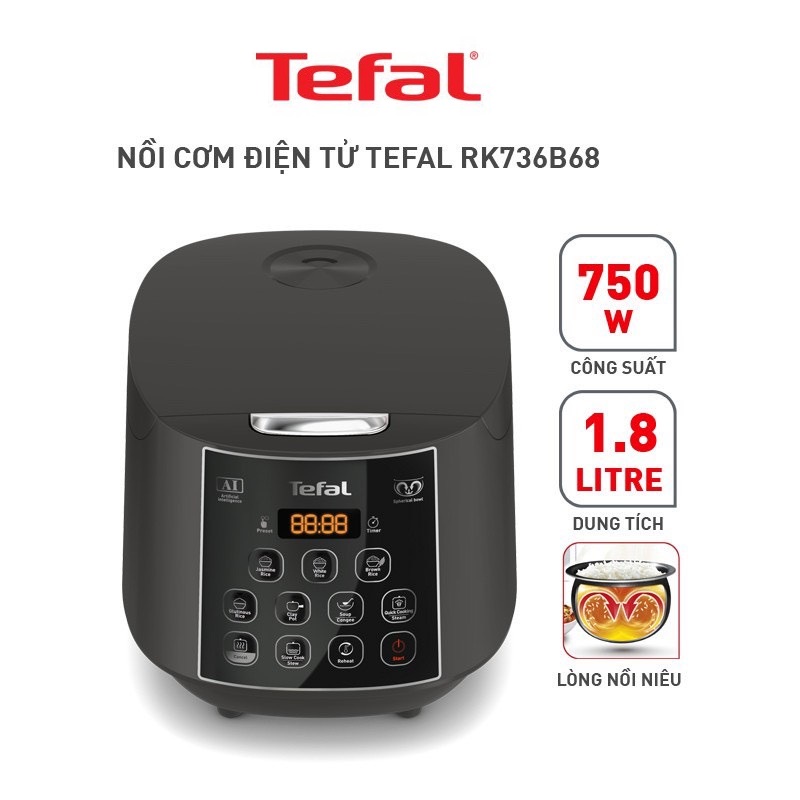 Nồi cơm điện Tefal Easy Rice Plus RK736B68 - 750W, 1.8L