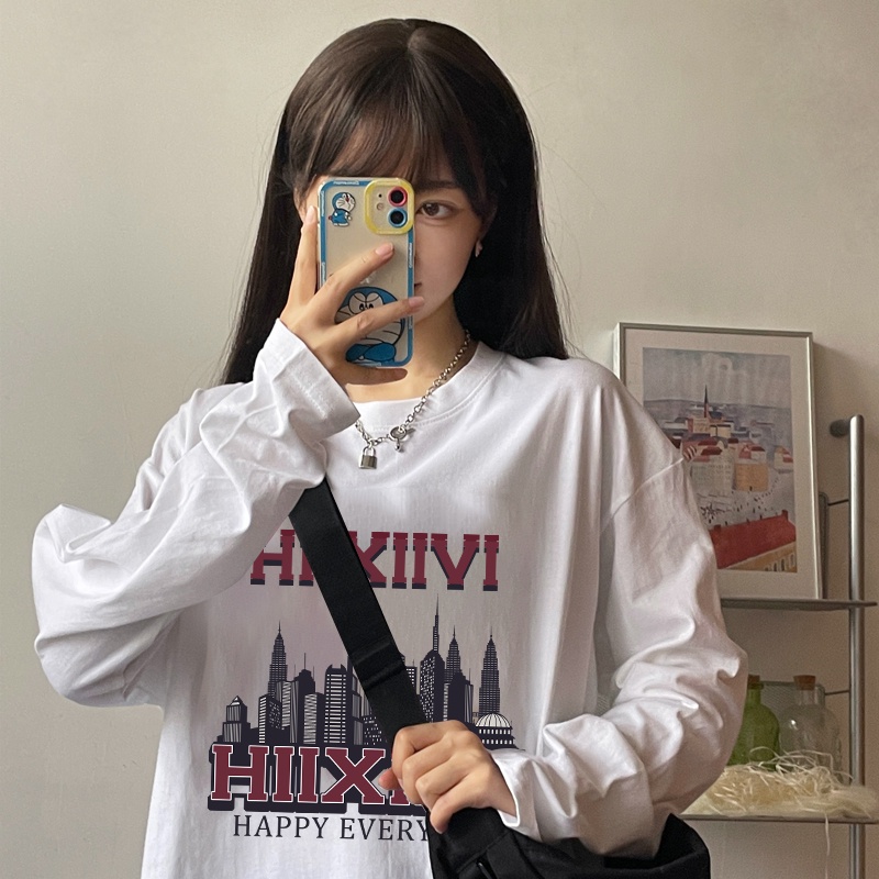 NRVP Áo Thun Nữ Dài Tay Dáng Rộng Phong Cách Hàn Quốc Mới