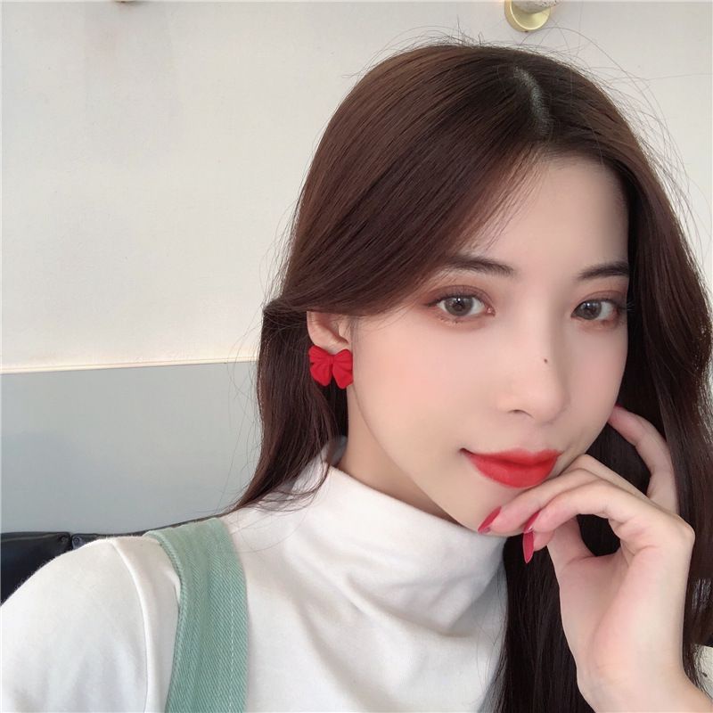 khuyên tai nơ đỏ style tết rực rỡ bông tai dài nhà Chang