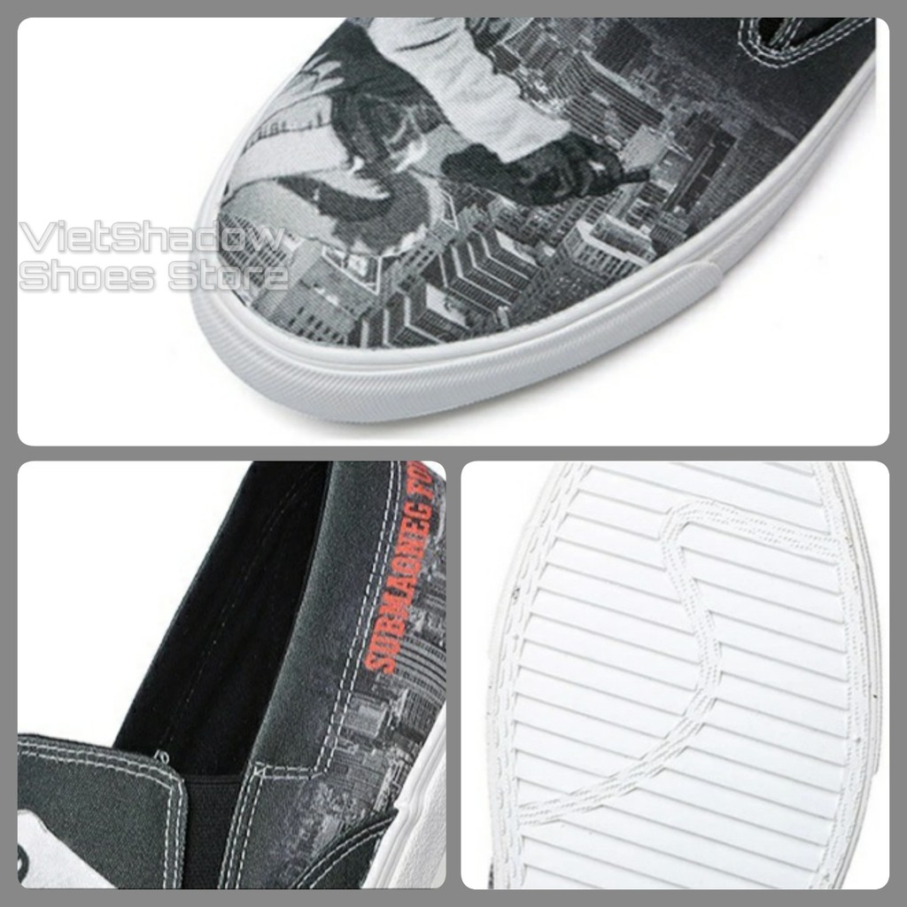 Slipon nam - Giày lười vải họa tiết hot trend - Chất liệu vải thô 2 màu xám xanh và xám trắng - Mã SP 1220 | BigBuy360 - bigbuy360.vn