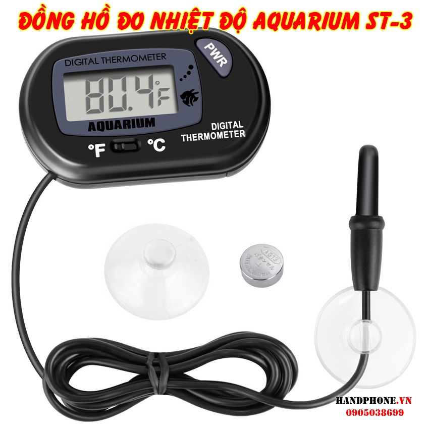 Nhiệt Kế Điện Tử Đo Nhiệt Độ Aquarium ST-3 Hiển Thị Số LCD Dây Đầu Dò Nhiệt Độ Dài, phụ kiện thủy sinh, bể cá