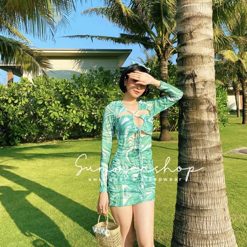 BIKINI Váy dài tay loang xanh sexy hot trend