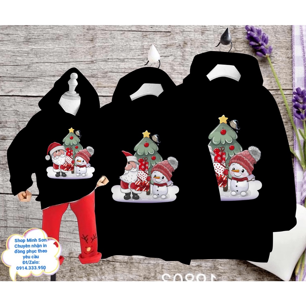 ☃️❄️☃️ÁO NỈ HOODIE ÔNG GIÀ NOEL VÀ NGƯỜI TUYẾT, NỈ MŨ GIA ĐÌNH, ÁO ĐÔI  LOẠI 1 ĐỦ MÀU ĐỦ SIZE