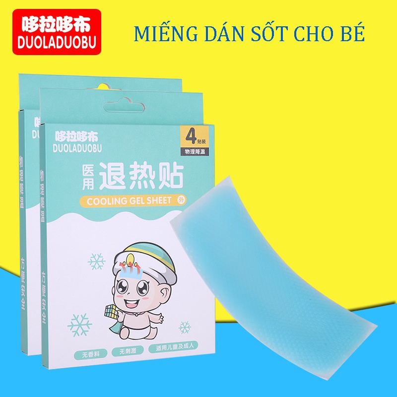 Gói 4 Miếng Dán Lạnh Làm Mát Cơ Thể Chống Nóng Hạ Sốt DUOLADUOBU- Hạ Nhiệt Nhanh Chóng - Giảm Sốt Hiệu Quả