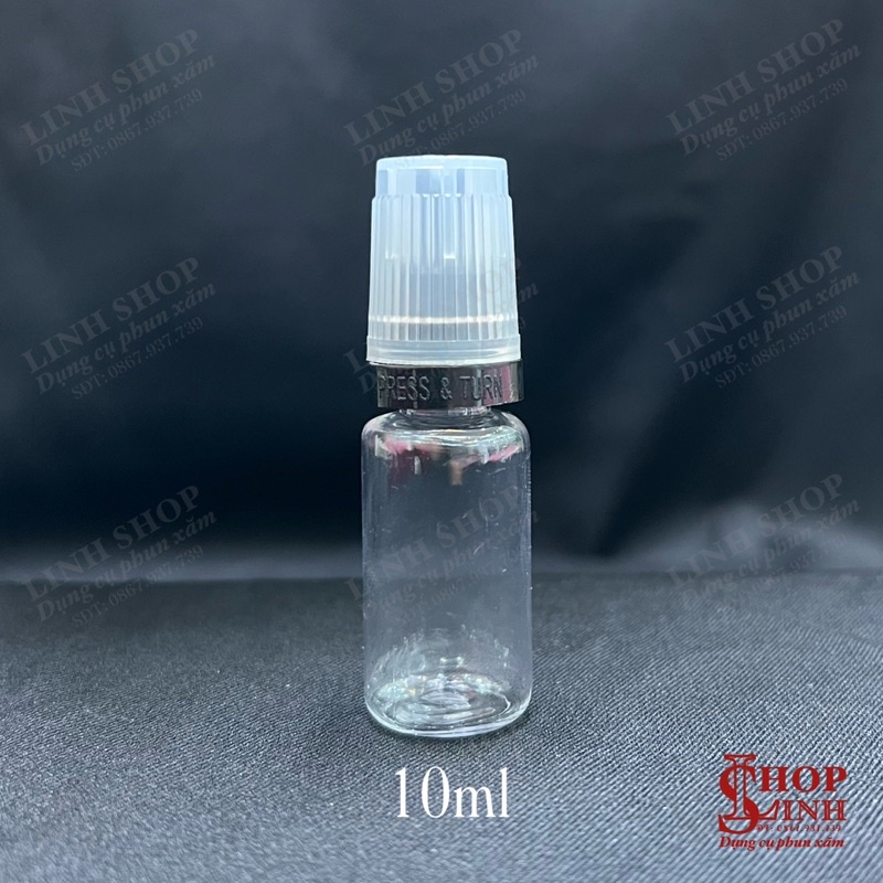 Lọ nhựa chiết nhựa trong 10ml, bình nhựa chiết mực, chai nhựa đựng mực