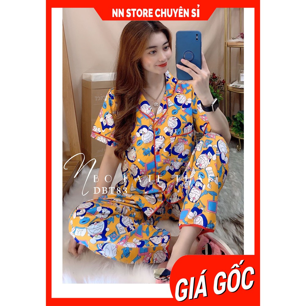 Đồ bộ pijama nữ mặc nhà phom 60kg chất kate thái mềm mịn in hình doremon in hình hoạt hình dễ thương DBT thái tổng hợp