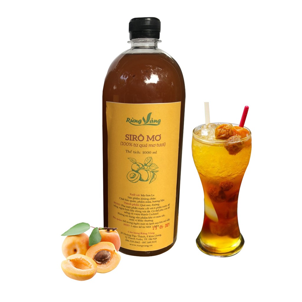 Nước Quả Mơ Tươi - Siro mơ tươi Nguyên Chất chai 1 lít