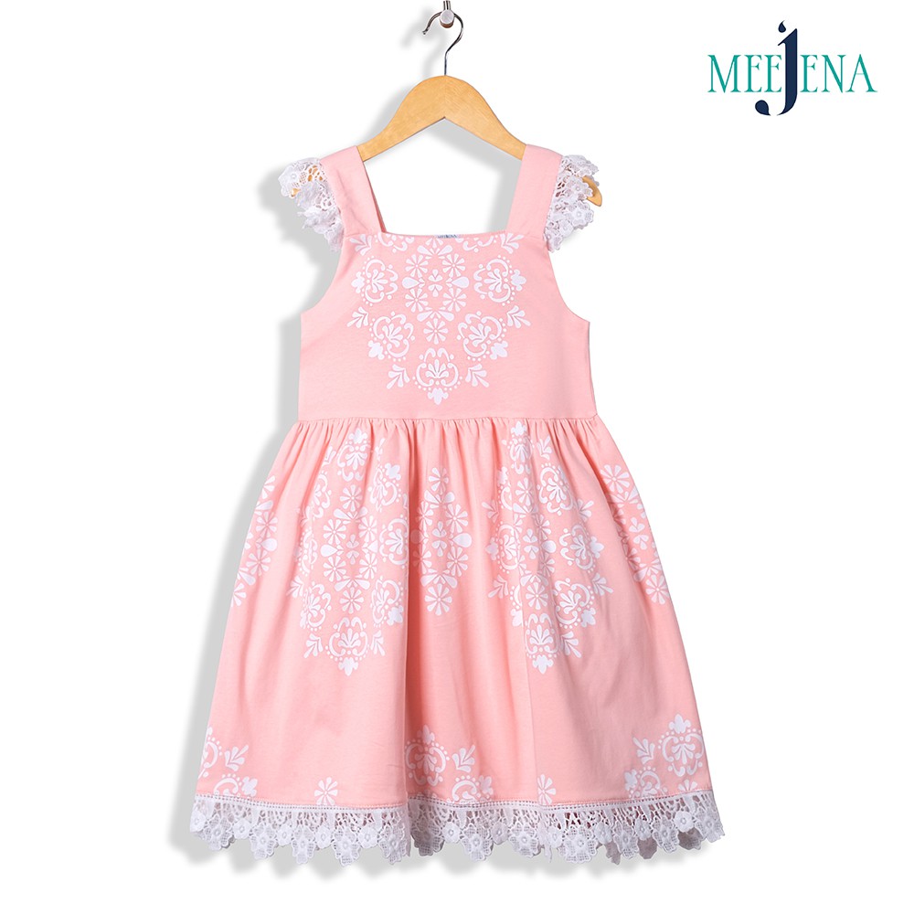 Váy Bé Gái 2 Dây Nối Ren 14-38 kg MEEJENA, 100% COTTON 4C - 1926