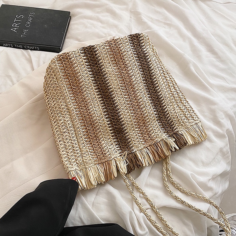 Túi Tote Đan Sợi Rơm Đeo Vai Sức Chứa Lớn 2022 Thời Trang Mùa Hè Mới Phổ Biến Cho Nữ