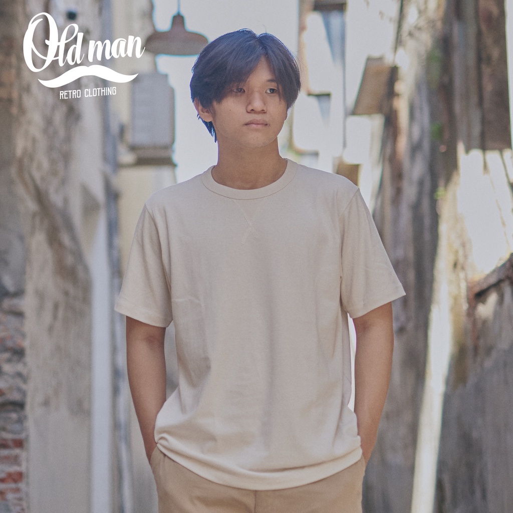 Áo Thun Nam Cổ Bo Chữ V OLDMAN, Cổ Tròn, Tay Đùi Ngắn Cổ Điển 245g Cotton, Áo Thun Vintage Retro Basic Dày Dặn | BigBuy360 - bigbuy360.vn