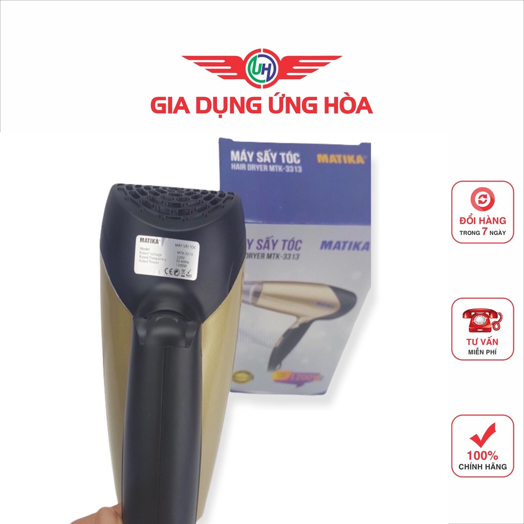 Máy Sấy Tóc gấp gọn MATIKA MTK-3313 công suất 1200W- gia dụng