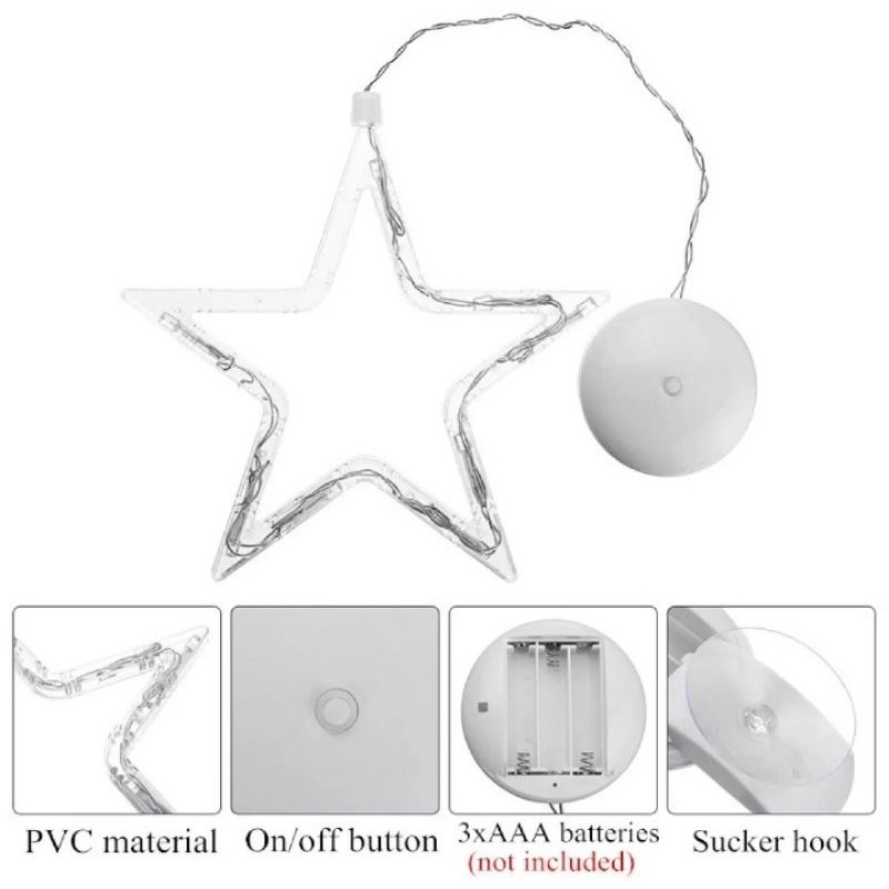 Đèn LED Ngôi Sao 20cm Treo Trang Trí Dùng Pin AAA