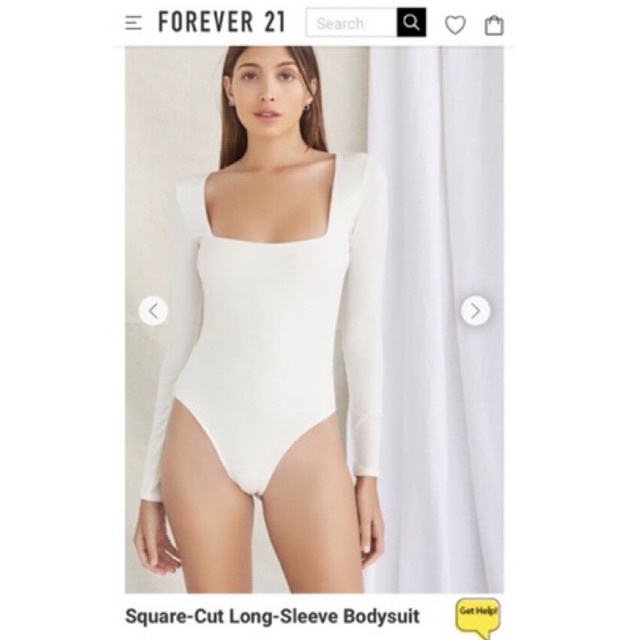 Áo liền thân cổ vuông / Bodysuit cổ vuông Forever 21 (Dơ) - Thanh lý vnxk