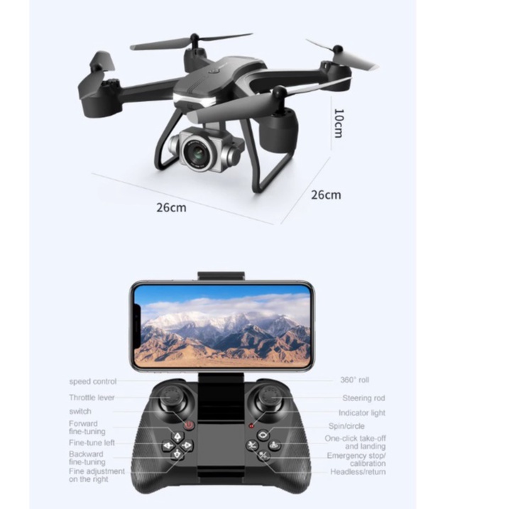 Máy bay FLYCAM Drone V14 Wise-X 1080P quay phim Full HD 2 CAMERA 2.4GHZ góc quay rộng 120 độ, chống rung quang học