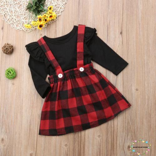 ღWSVღChristmas Baby Girl Tops+Overalls Strap Dress Skirts Outfits Toddler Clothes
