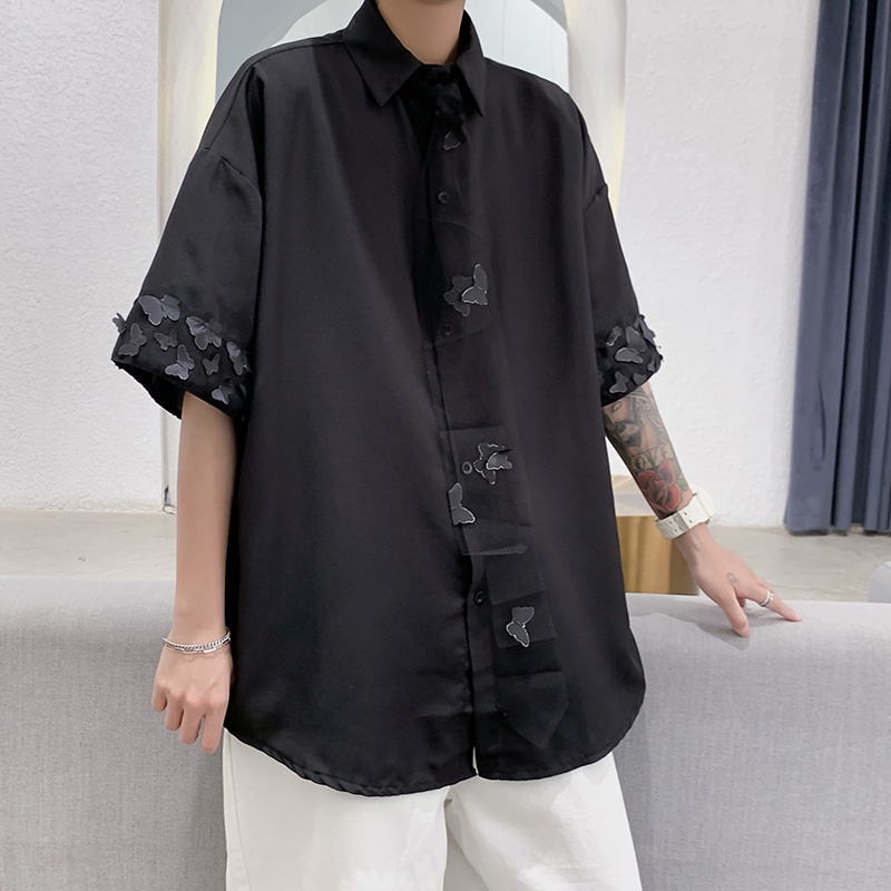 Áo sơ mi nam tay ngắn thắt nơ bướm phong cách thời trang Hàn Quốc