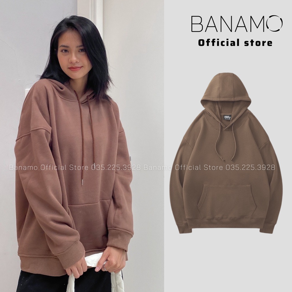 Áo hoodies thời trang Banamo Fashion hoodies nỉ trơn có mũ nhiều màu Unisex 3937