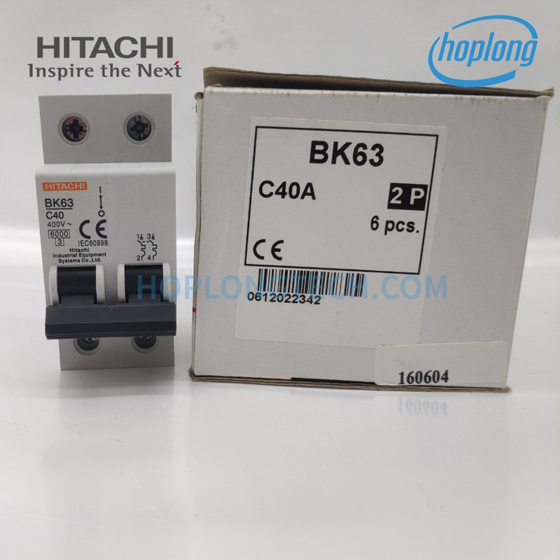 BK-63 2P 40A Cầu dao tự động Aptomat HITACHI loại 2 pha 40A dòng cắt 6kA