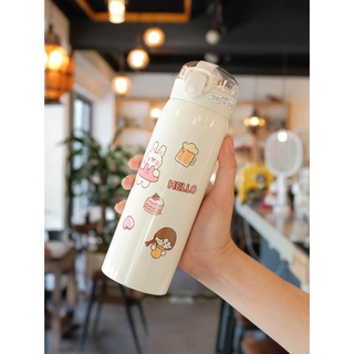 Bình nước giữ nhiệt có ống hút thiết kế dễ thương dành cho bé gái
