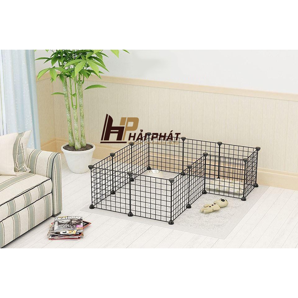 Chuồng chó mèo lắp ghép tiện lợi chắc chắn (12 tấm lưới đen  )
