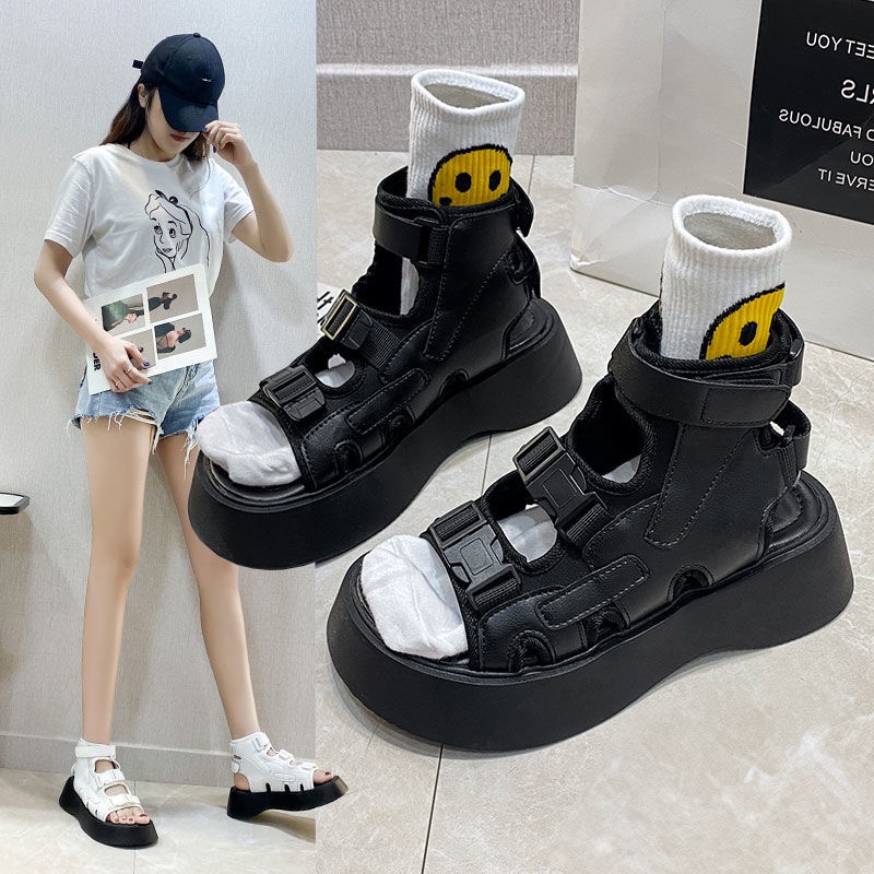 Giày Sandal Đế Dày Tăng Chiều Cao Phong Cách Harajuku Nhật Bản Hợp Thời Trang Mùa Hè Cho Nữ