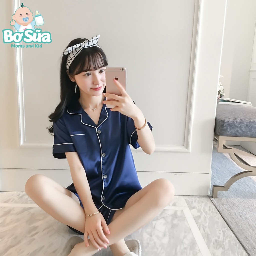 Bộ ngủ Pijama nữ cộc tay chất lụa - Đủ size M, L, XL | BigBuy360 - bigbuy360.vn