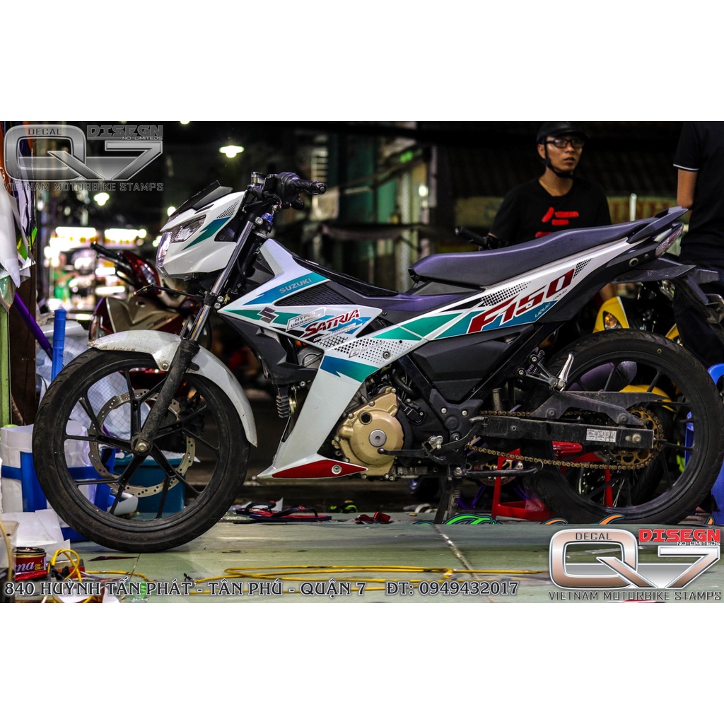 TEM RỜI RAIDER FI F150 XANH TRẮNG