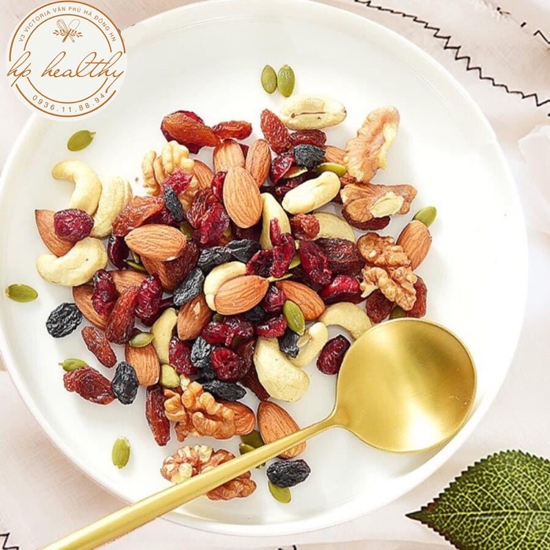 500G Mix Nuts Fruit 6 loại Granola Không Yến Mạch Hỗn Hợp Hạt Hoa Quả Sấy HP Healthy