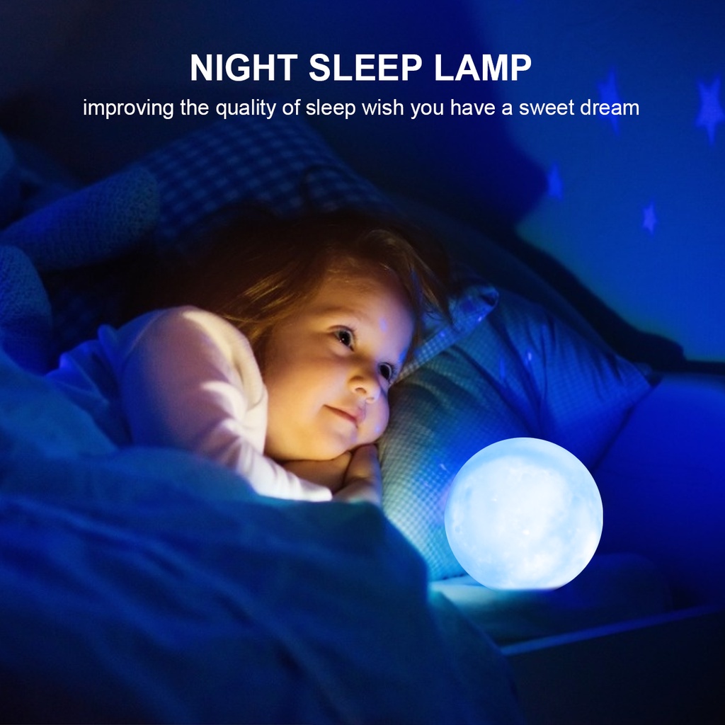 3D LED Moon Light Creative Moon Night Light  4 Colours Moonlight