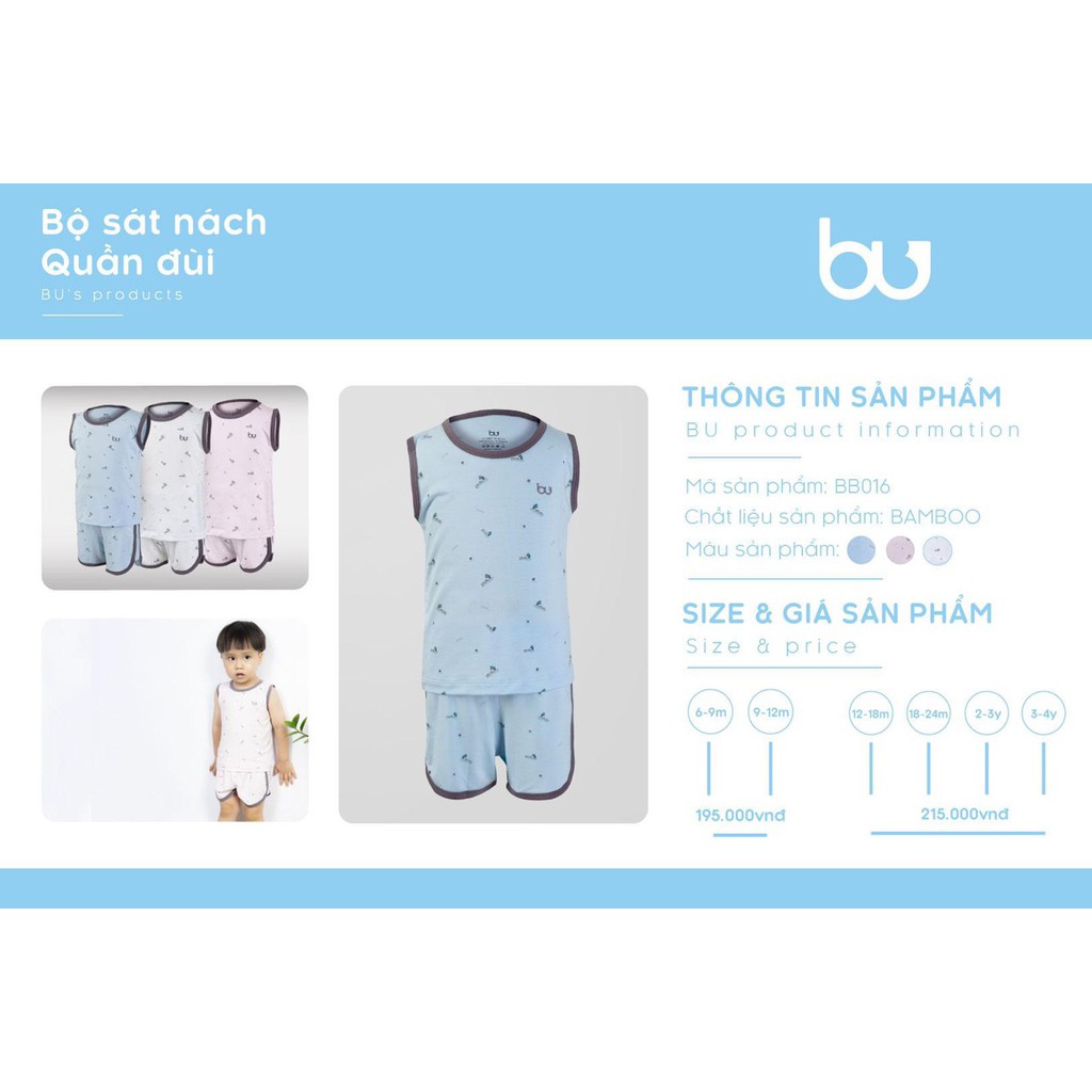 [CHÍNH HÃNG] Bộ sát nách quần đùi hoạ tiết sợi tre cao cấp Bu