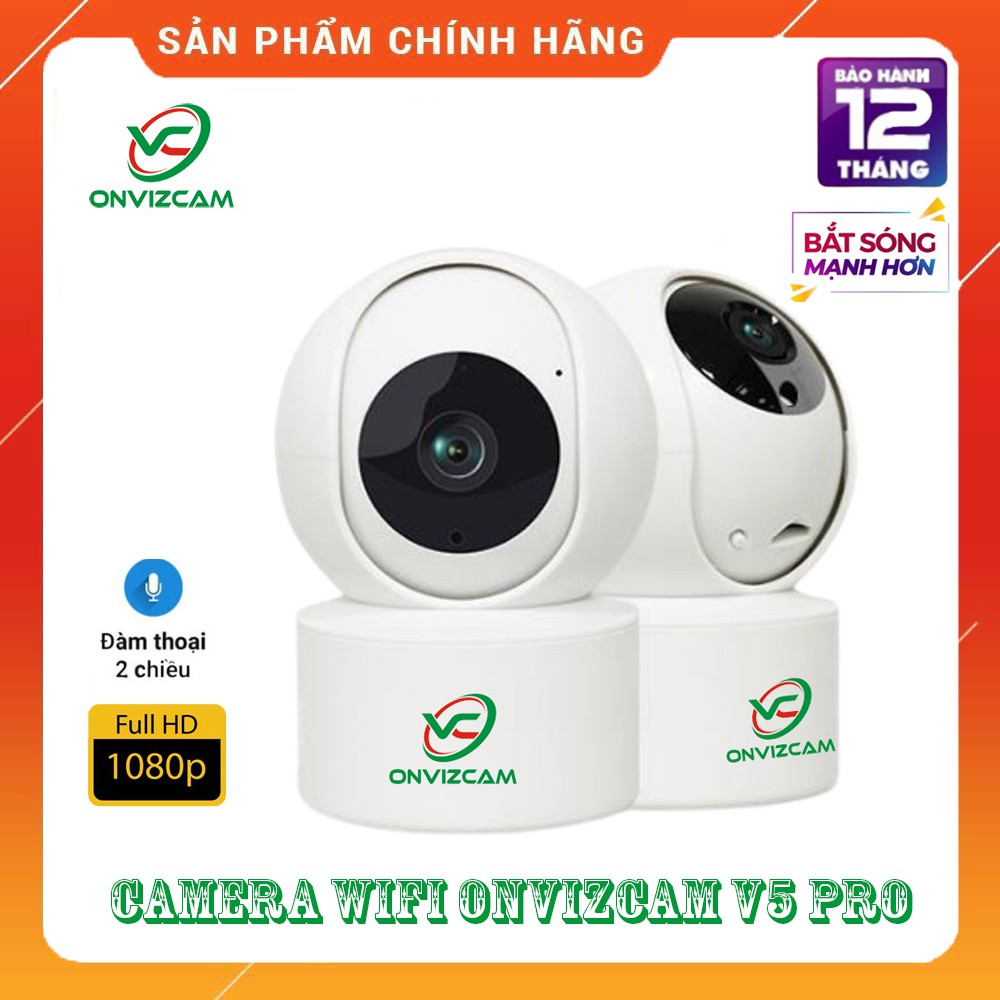Camera WIFI Onvizcam V5-PRO FULL HD 1080P, 2.0MP - Phát hiện chuyển động, đàm thoại, xoay 355 độ/ Thẻ 32GB/ Thẻ 64GB