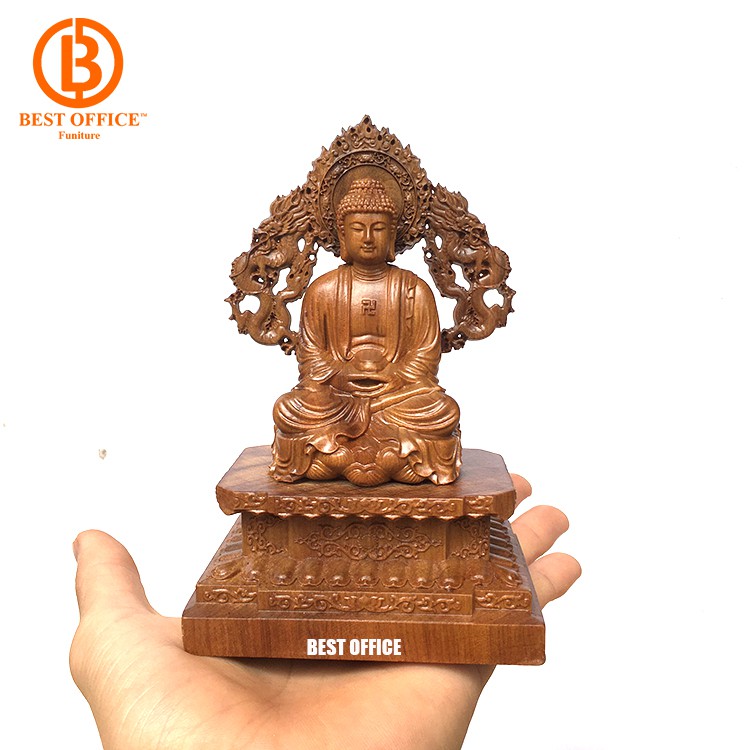 Tượng phật A Di Đà gỗ Bách xanh trang trí ô tô - Trang trí nhà cửa - Để bàn