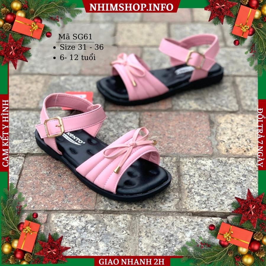 Sandal dép quai hậu bé gái Kento gắn nơ màu hồng duyên dáng và dễ thương cho trẻ em nữ 6 7 8 9 10 11 12 tuổi đi học SG61