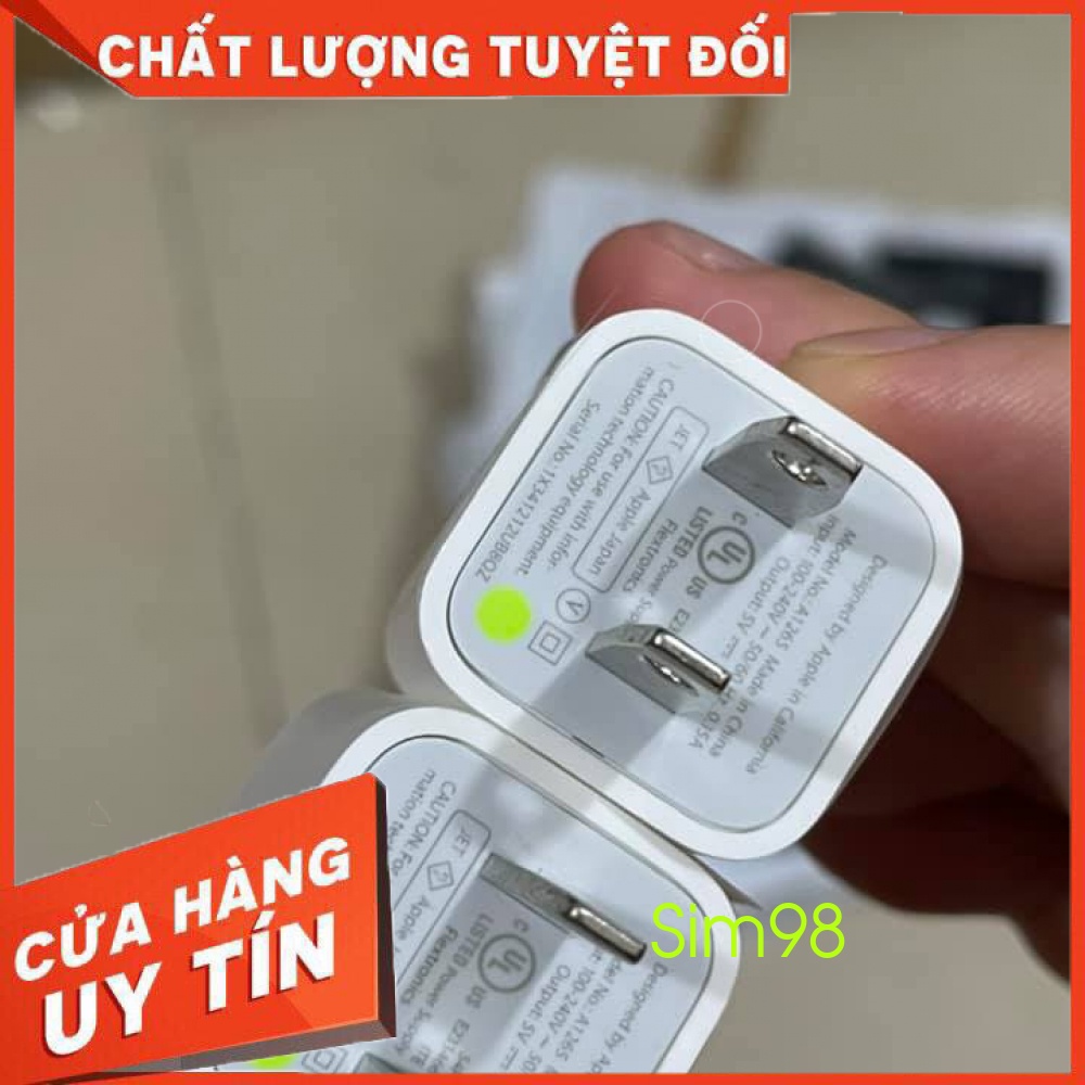 Củ sạc Iphone 5V1A Zin bóc máy chấm xanh huyền thoại !