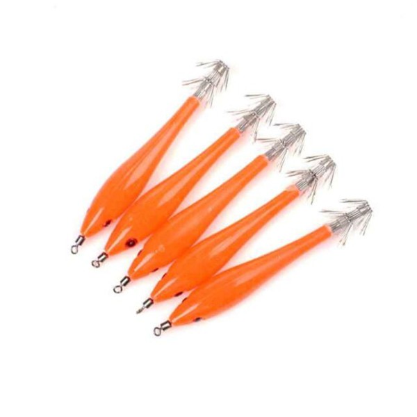 Set 5 mồi giả nhử cá hình mực phát sáng 9.0cm / 5.5g gắn kèm móc câu