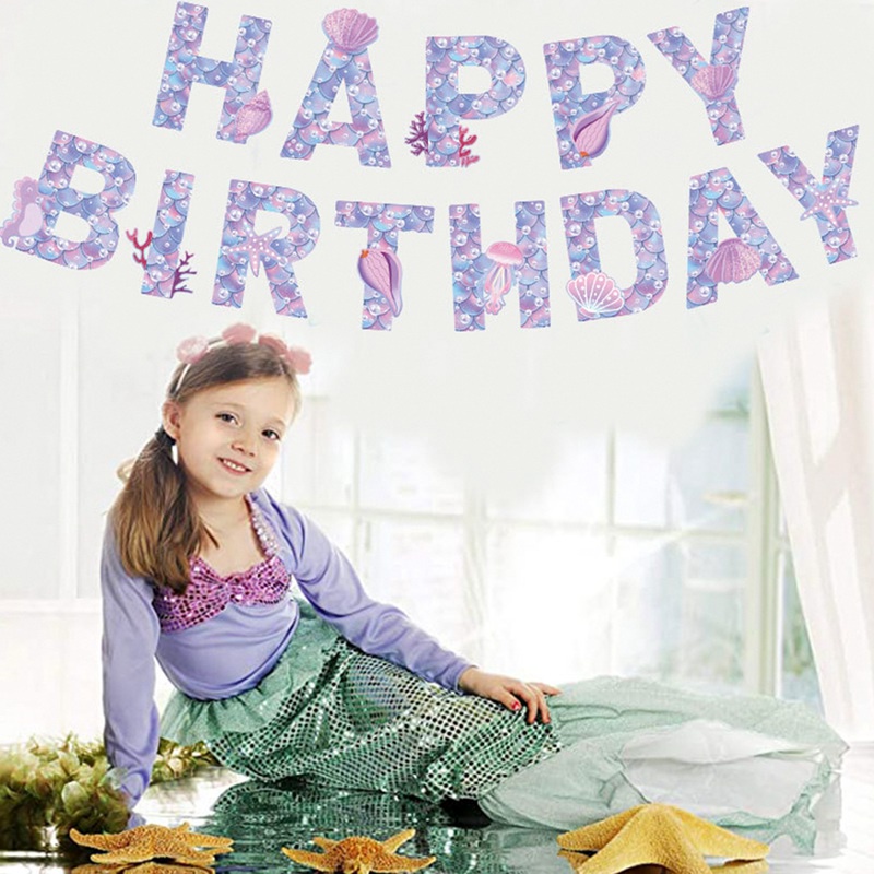 Set 10 Bong Bóng Hình Nàng Tiên Cá 1st Trang Trí Tiệc Sinh Nhật Cho Bé